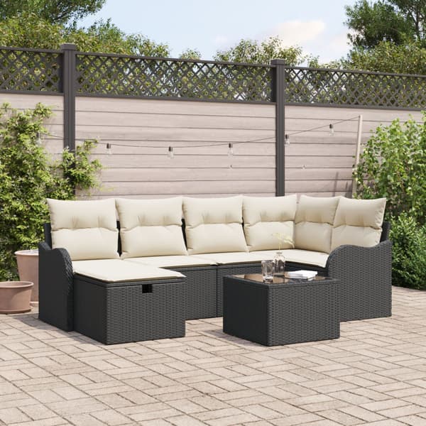 Trädgårdsoffset 7 st Poly rattan