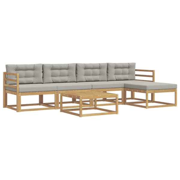 Utomhussoffset 6 pcs Vit och ljusgrå 79 x 79 x 37 cm Polyester