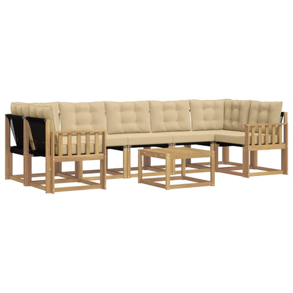 Utomhussoffset med kudde 8 pcs Vit och Beige