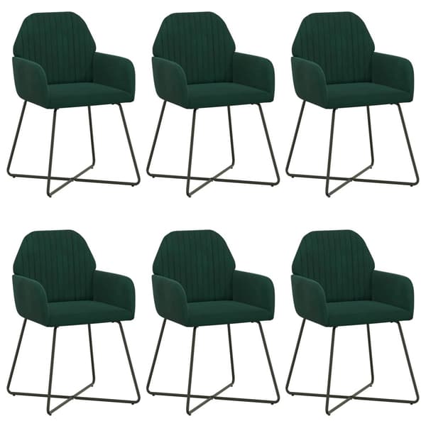 Matstolar 6 pcs Sammet Mörkgrön 55 x 50 x 84 cm