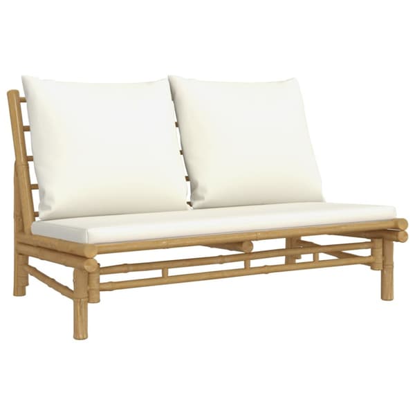 Loungegrupp 4 delar gräddvita dynor bambu
