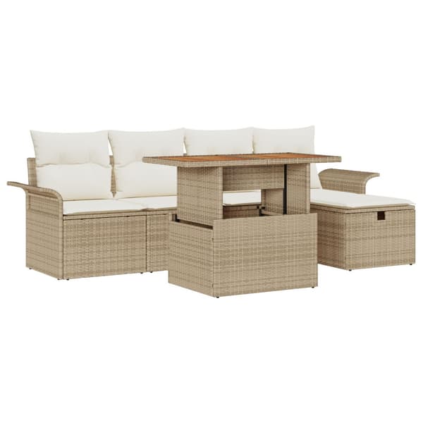 Trädgårdsoffset 6 pcs Beige konstrotting