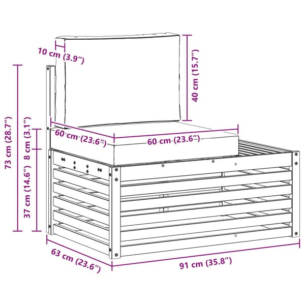 Utomhussoffset med kudde Vit 182,5 x 63 x 73 cm Polyester
