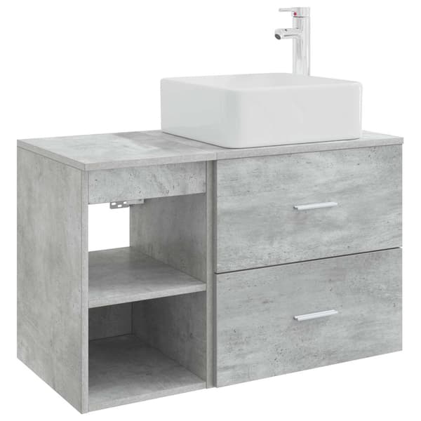 Badrumsmöbelset 2 pcs Betonggrå Konstruerat trä