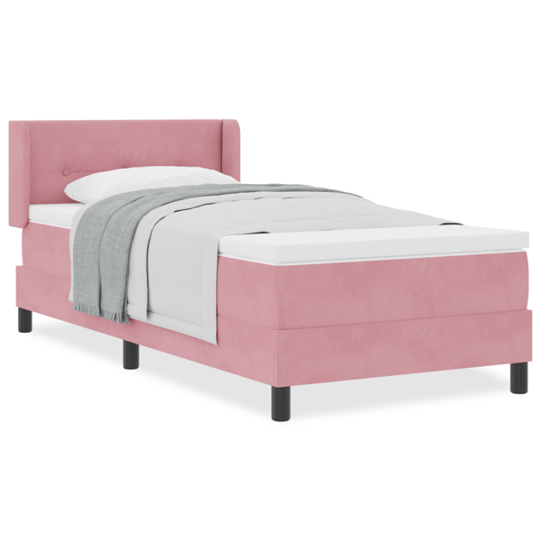 Bäddfjäder med huvudgavel Rosa 200 x 80 cm Sammet