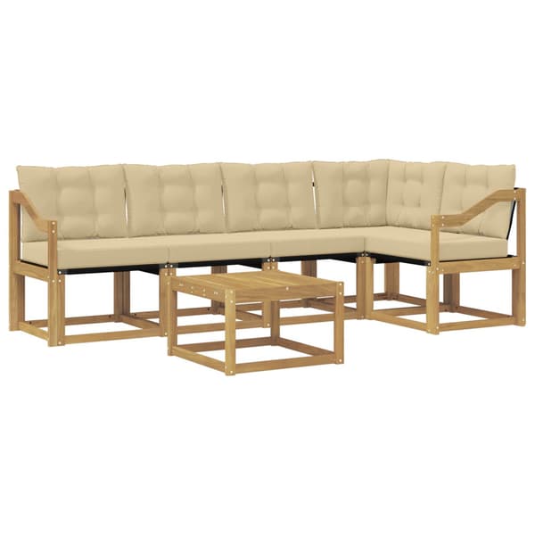 Utomhussoffset med kudde 6 pcs Vit och Beige