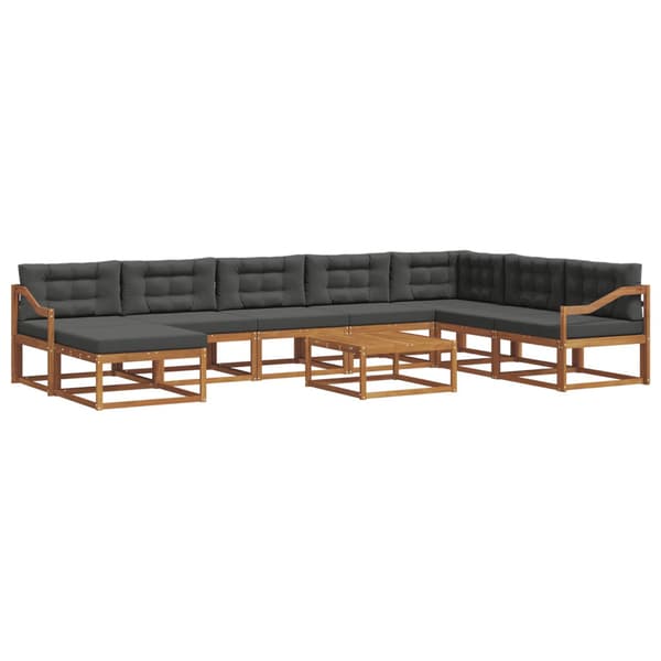 Utomhussoffset med kudde 9 pcs Naturlig och Antracit