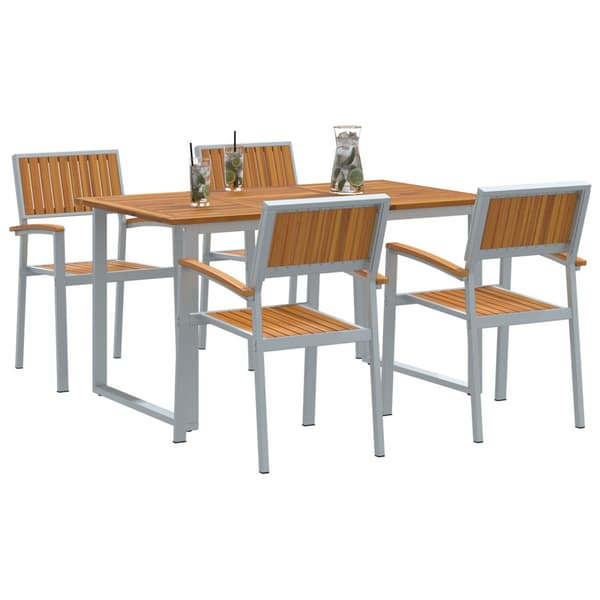 Trädgårdsmöbelset 5 pcs Grå Massivt Akaciaträ