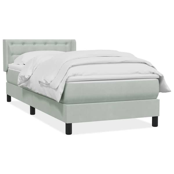 Ramsäng med madrass ljusgrå 80x210 cm sammet