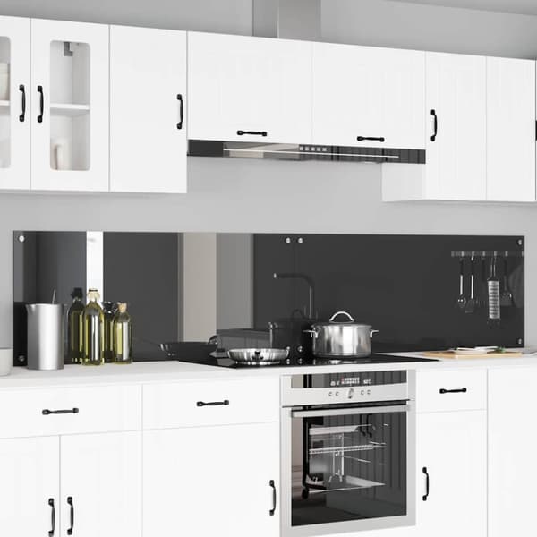 Köksskydd 2 pcs Mörkgrå 120 x 50 cm härdat glas