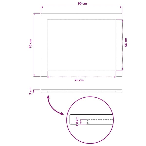Rektangulärt Bordsskiva 90 x 50 x 3,5 cm Rektangulär Mörkbrun