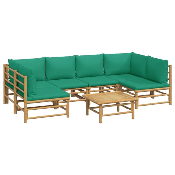 Loungegrupp 7 delar gröna dynor bambu