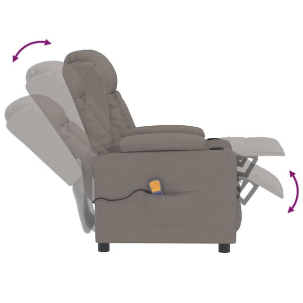 Massagefåtölj taupe tyg