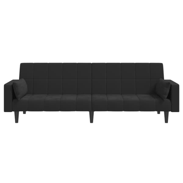 Bäddsoffa 2-sits med två kuddar svart sammet