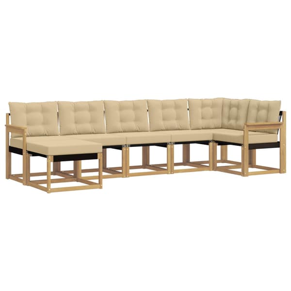 Utomhussoffset med kudde 7 pcs Vit och Beige