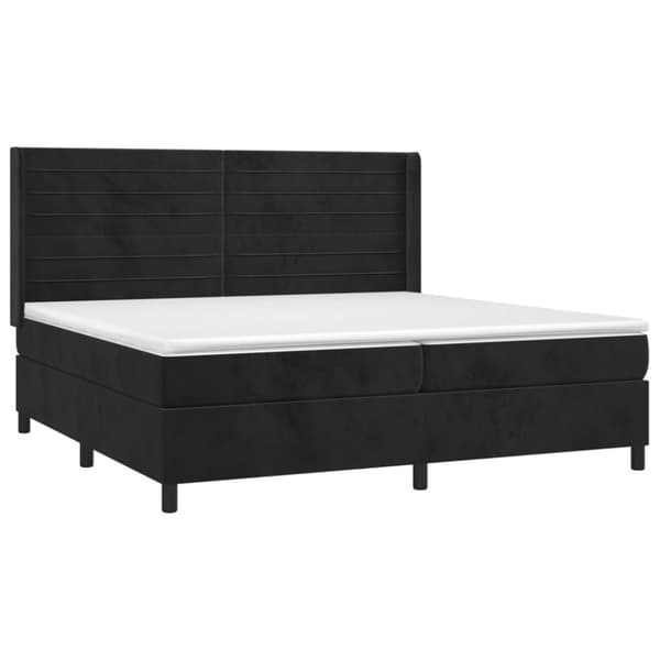 Ramsäng med madrass svart 200x200 cm sammet