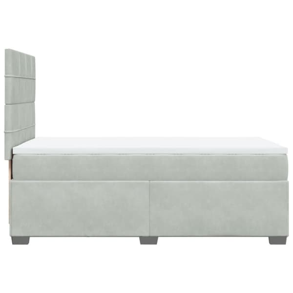 Ramsäng med madrass ljusgrå 90x200 cm sammet