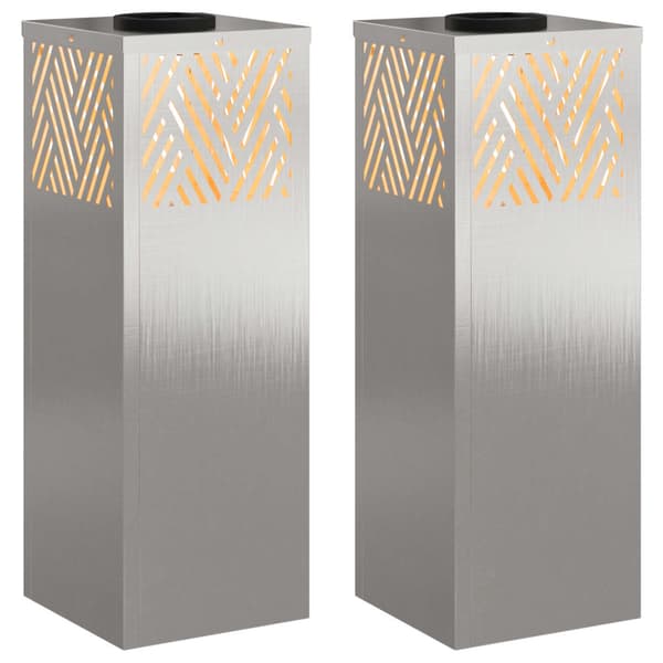 Solar LED Stig Ljus 2 pcs Silver Rostfritt stål