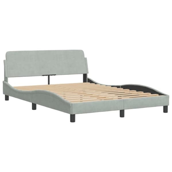 Bed Frame "Dover" Light Grey 140x200 cm Velvet