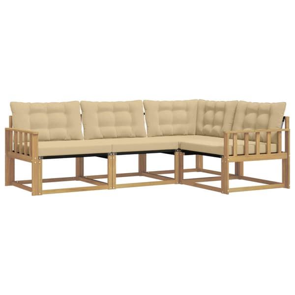 Utomhussoffset med kudde 4 pcs Vit och Beige