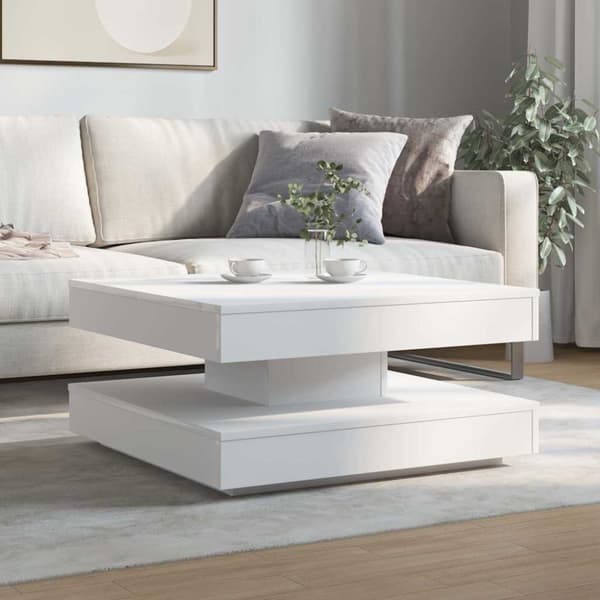 Soffbord 360 grader vridbart vit 70x70x34,5 cm