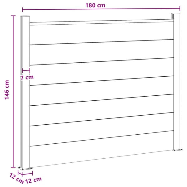 Stängselpanel WPC och aluminium Svart