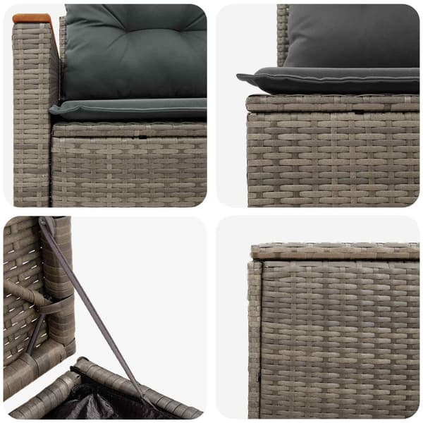 Soffset 7 pcs Grå och mörkgrå Poly Rattan och stål