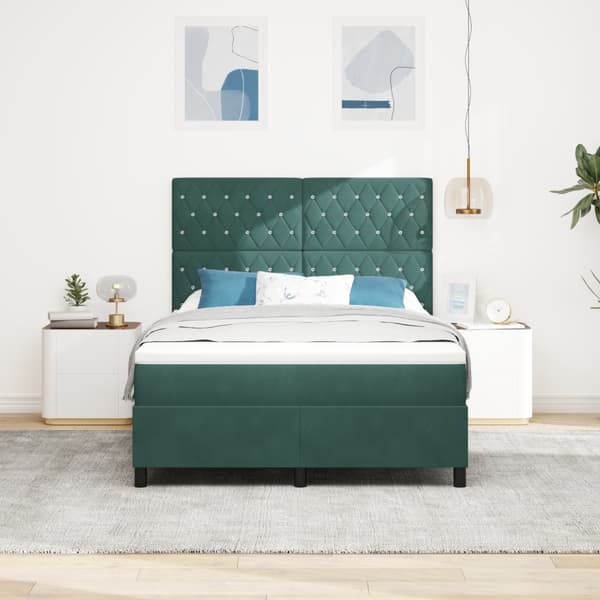 Bäddfjäder med madrass Mörkgrön 140 x 190 cm Sammet