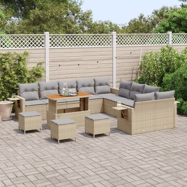 Trädgårdsoffset 14 pcs Beige konstrotting
