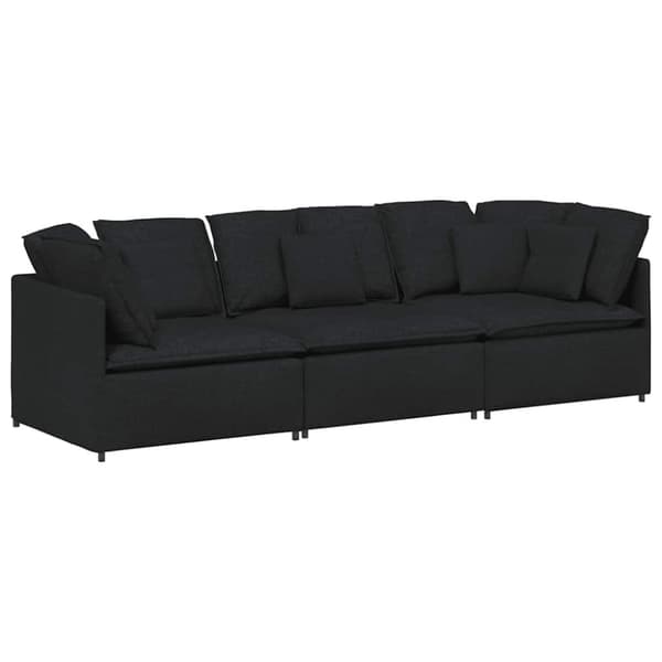 Modulsoffa med dynor i tyg svart