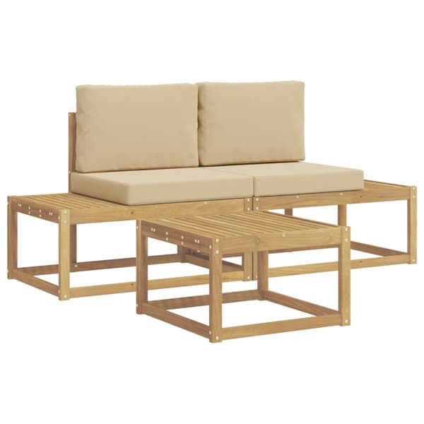Utomhussoffset med kudde 3 pcs Vit och Beige Polyester