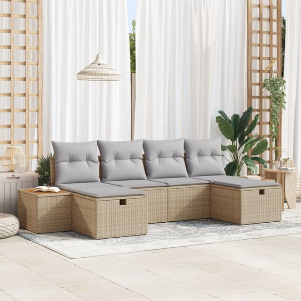 Trädgårdsoffset 6 st Beige konstrotting