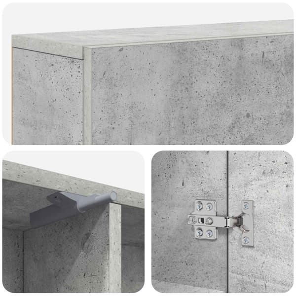 Eldstadsram Betonggrå 102 x 18 x 100,5 cm Konstruerat trä