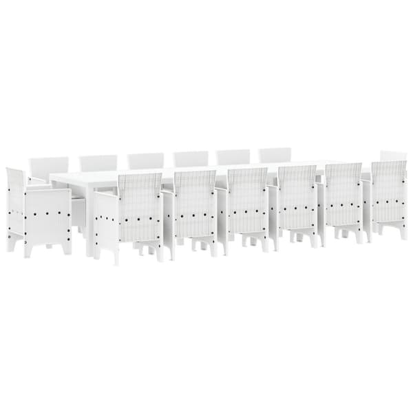 Trädgårdsmöbelset 15 pcs Vit Polt rotting