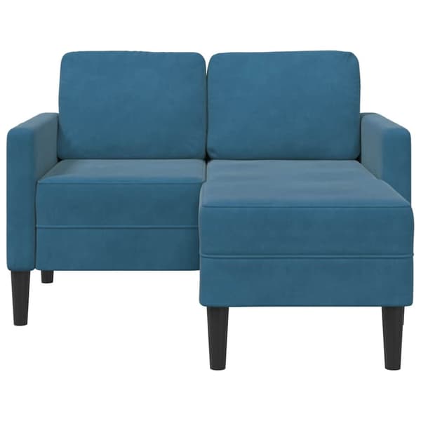 2-sitssoffa med schäslong L-formad blå 125 cm sammet