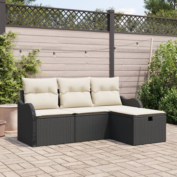 Trädgårdsoffset 4 st Poly rattan