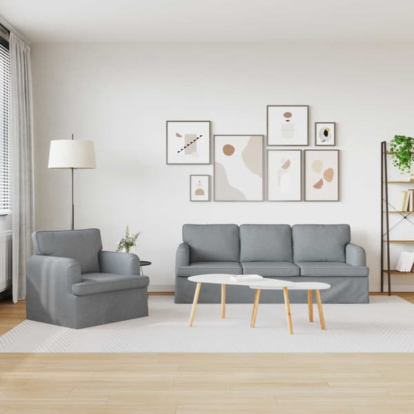 Soffset 2 pcs Ljusgrå 144 x 80 x 85 cm tyg