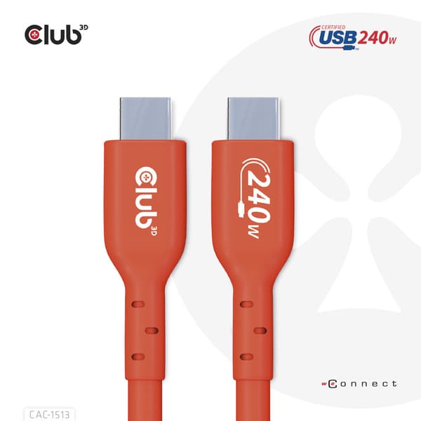 Club 3D - USB typ C-kabel - USB-C till USB-C - 3 m