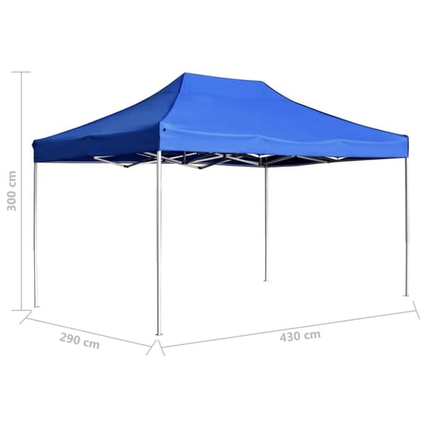 Hopfällbart partytält aluminium 4,5x3 m blå