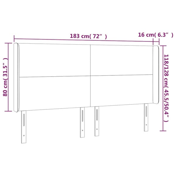 Sänggavel LED mörkgrön 183x16x118/128 cm sammet