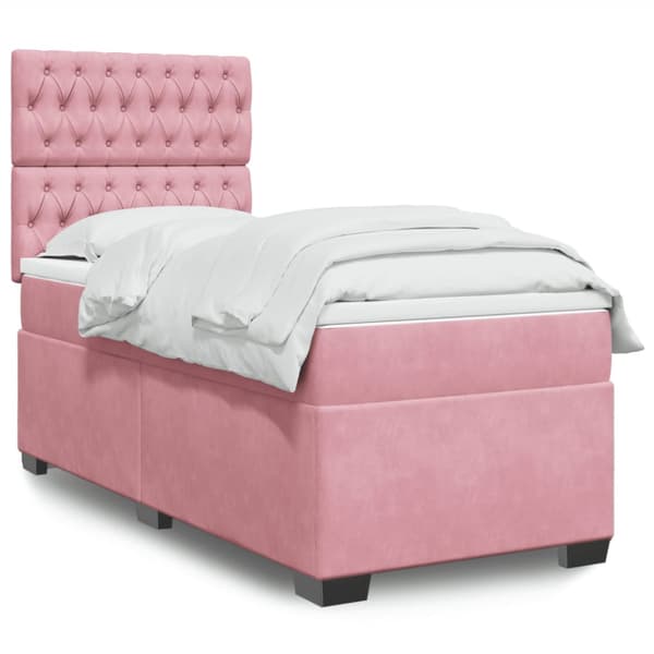 Ramsäng med madrass rosa 100x200 cm sammet