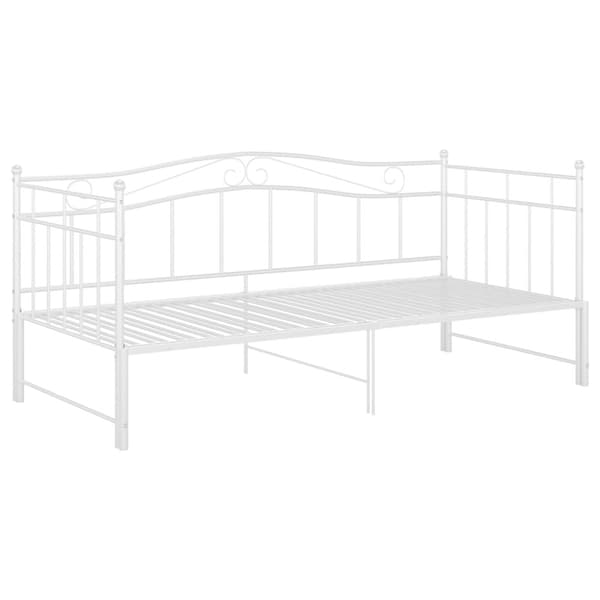 Utdragbar sängram bäddsoffa vit metall 90x200 cm