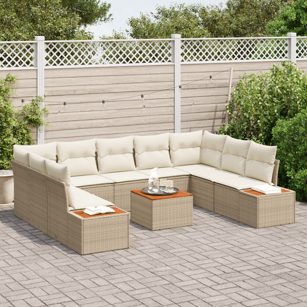 Trädgårdsoffset 5 pcs Beige och gräddfärgad Polyrattan