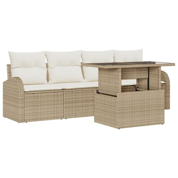 Trädgårdsoffset 5 st Beige Poly Rattan
