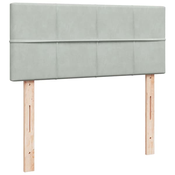 Ramsäng med madrass ljusgrå 120x190 cm sammet