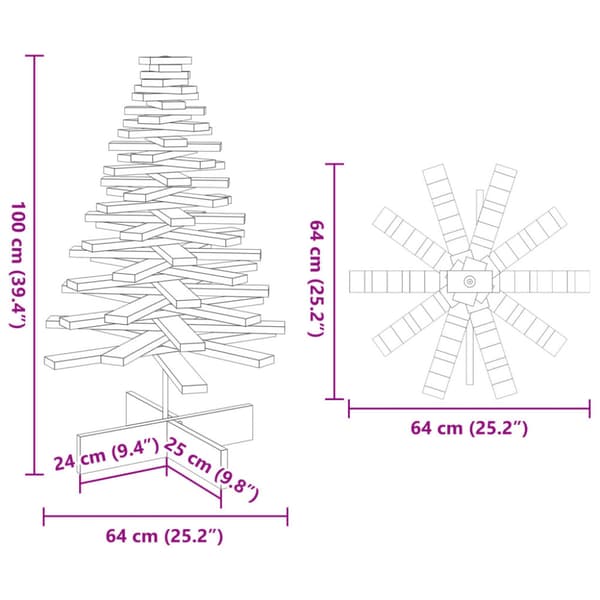 Julgran trä 100 cm massiv furu