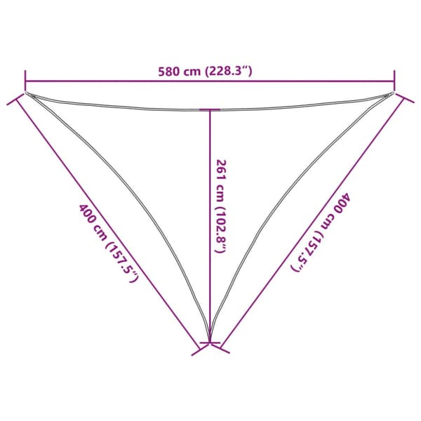 Solsegel 160 g/m² triangulär ljusgrå 4x4x5,8 m HDPE