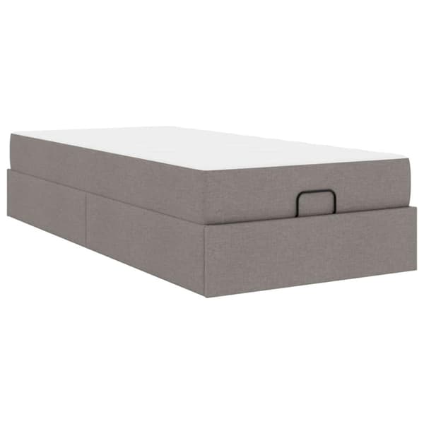 Sängram med madrass 2 pcs Taupe tyg