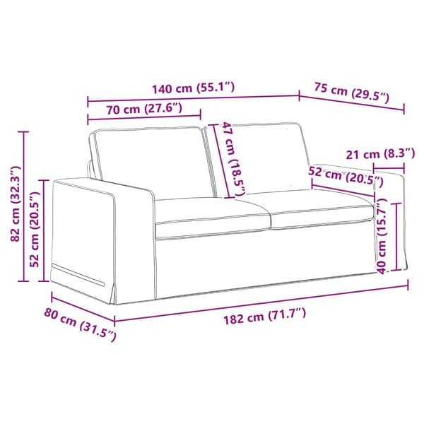Soffa Kräm 182 x 80 x 82 cm tyg