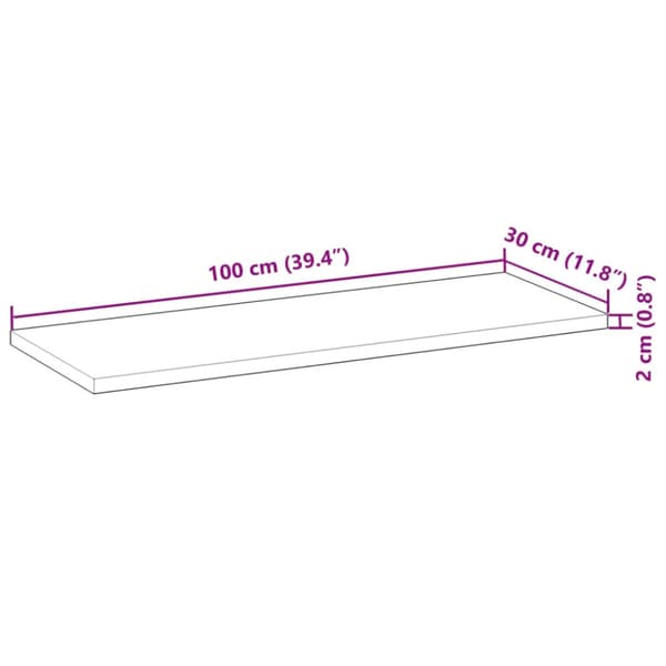Bordsskiva 100x30x2 cm rektangulär massiv akacia